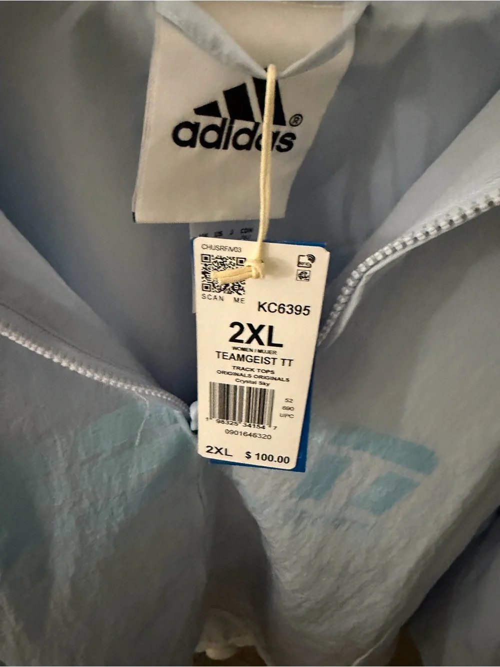 adidas Light Blue Hooded Windbreaker Jacket